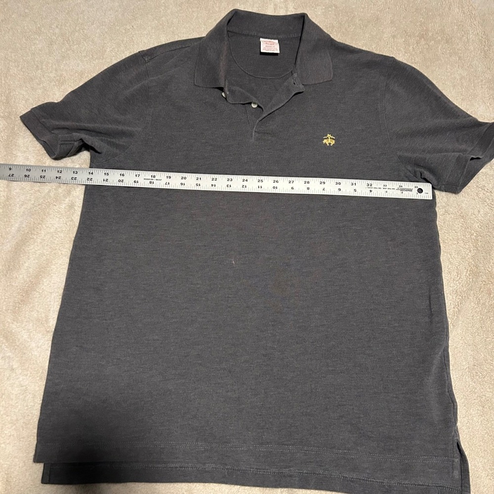 Brooks Brothers Performance Polo Mens Large Charcoal Gray Supima Cotton Logo - Picture 6 of 7